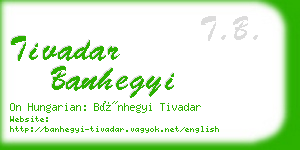 tivadar banhegyi business card